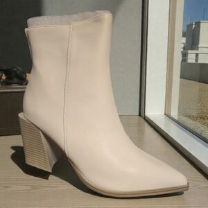 Elegant Cream Ankle Boots